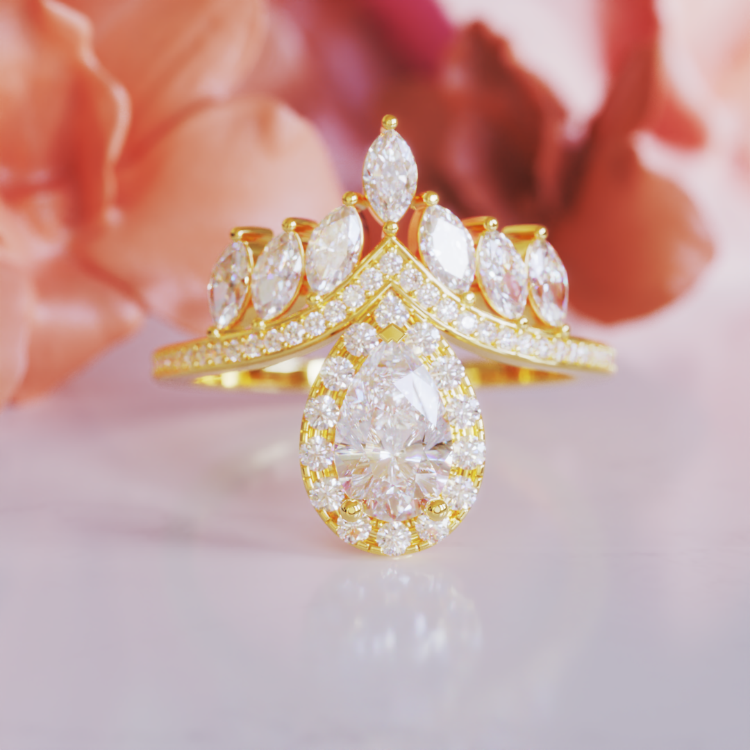 Royal Sparkle Ring™ Colored Gem Stone – Regal Glamour in a Crowned Halo Design
