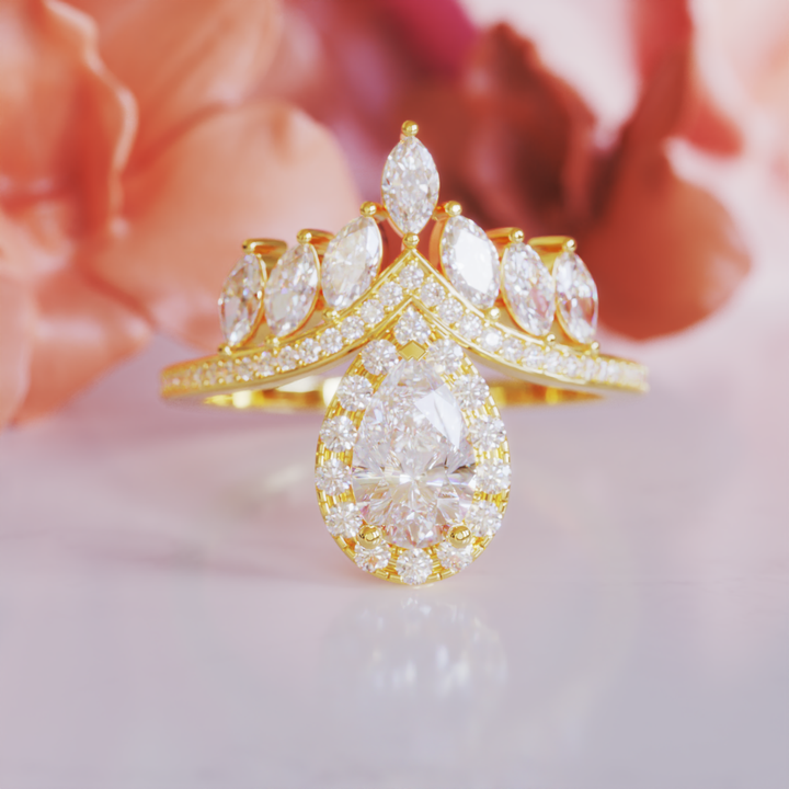 Royal Sparkle Ring™ Colored Gem Stone – Regal Glamour in a Crowned Halo Design
