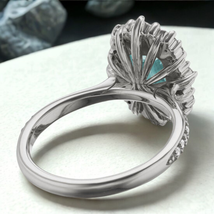 Ethereal Gleam Ring™ Luxury Ring – Ocean Depth, Sculpted in Silver