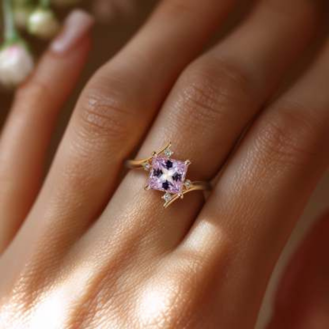 Rose Whisper Ring™ Luxury Ring – 1 Carat Padparadscha in Artistic Gold Design