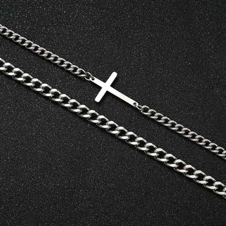 Moon Madrid Kingman Bracelet™ Men Jewelry – Stainless Steel Cross Cuban Chain Bracelet