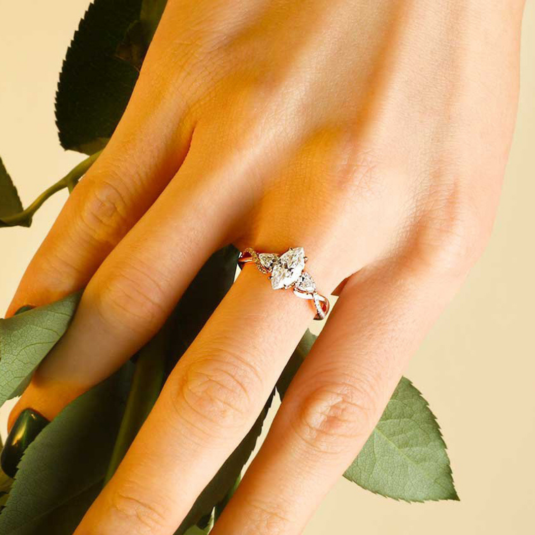 Moonlit Gleam Ring™ Luxury Ring – Gold Elegance with Marquise Moissanite Brilliance