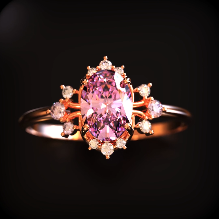 Blush Mirage Ring™ Luxury Ring – Rose Gold Halo Moissanite Ring