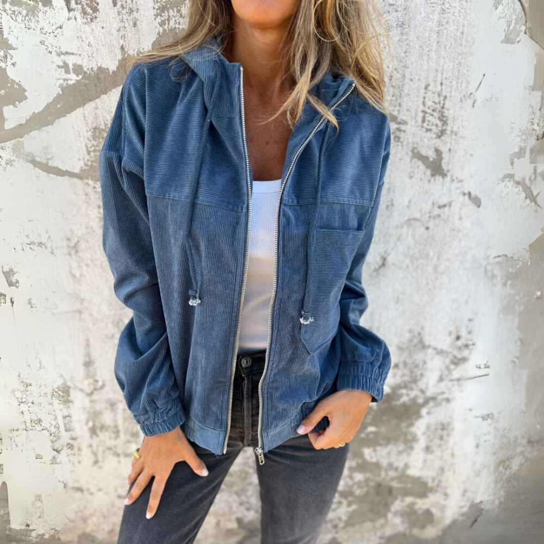 Ella™ – Corduroy Zip-Up Hooded Jacket