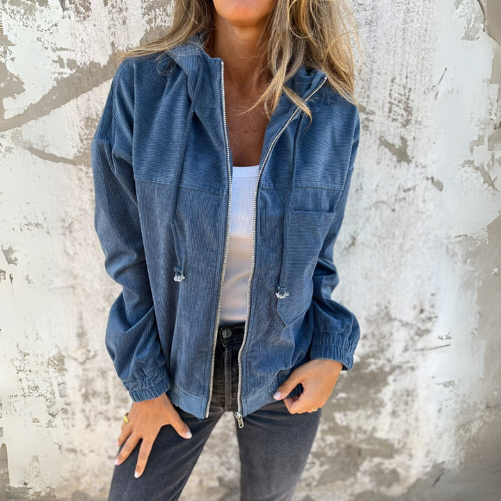 Ella™ – Corduroy Zip-Up Hooded Jacket