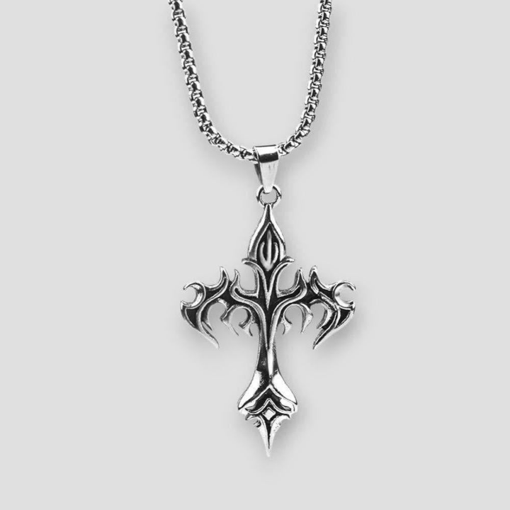 Moon Madrid Huntsville Necklace™ Men Jewelry – Stainless Steel Flame Cross Pendant Necklace