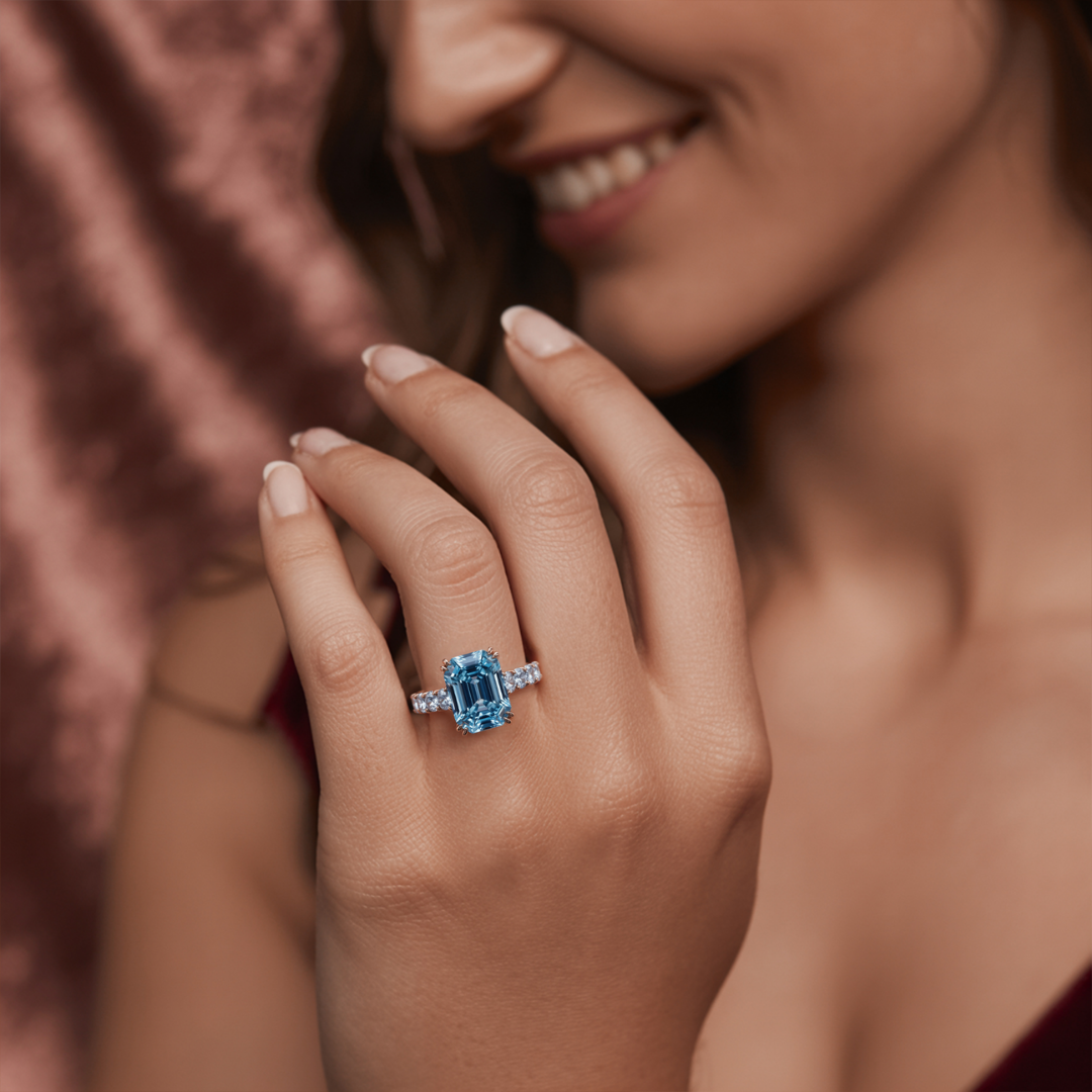 Blue Mirage Ring™ Colored Gem Stone – Dreamlike Brilliance in Sky-Hued Perfection