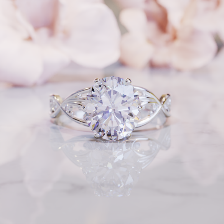 Serene Beam Ring™ Colored Gem Stone – Harmonious Elegance with a Brilliant Center