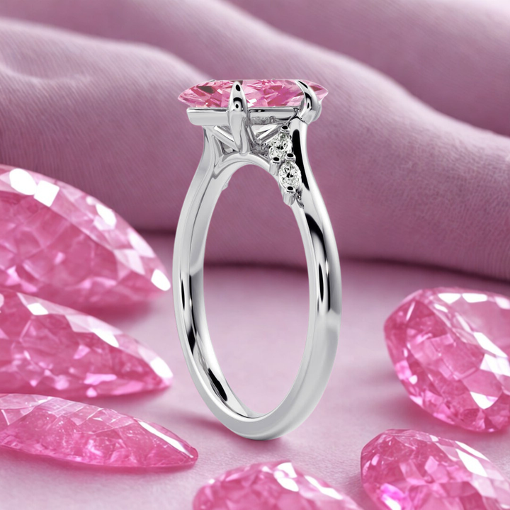 Petal Twist Ring™ Luxury Ring – 2 Carat Pink Sapphire with Delicate Leaf Accents