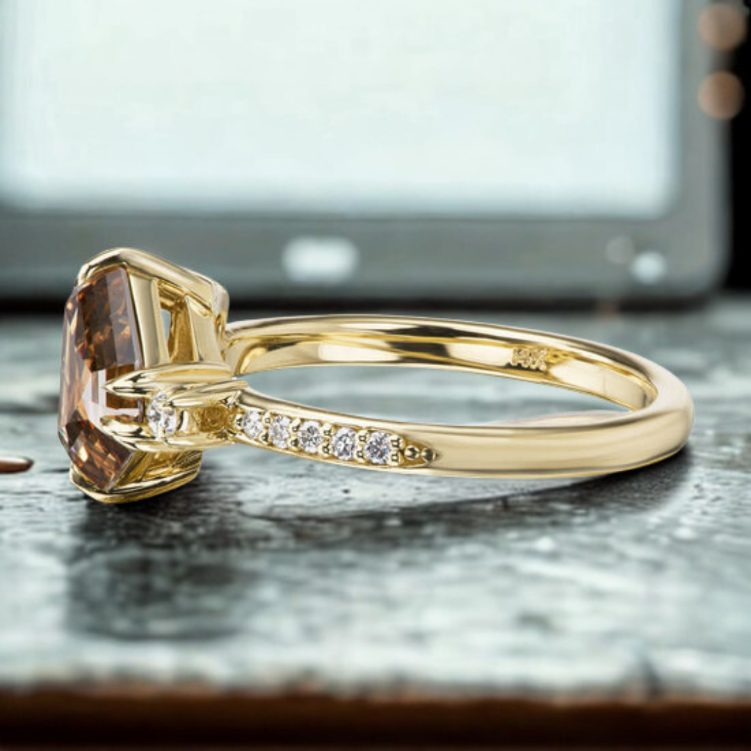 Auric Mist Ring™ Luxury Ring – Subtle Fire, Golden Grace