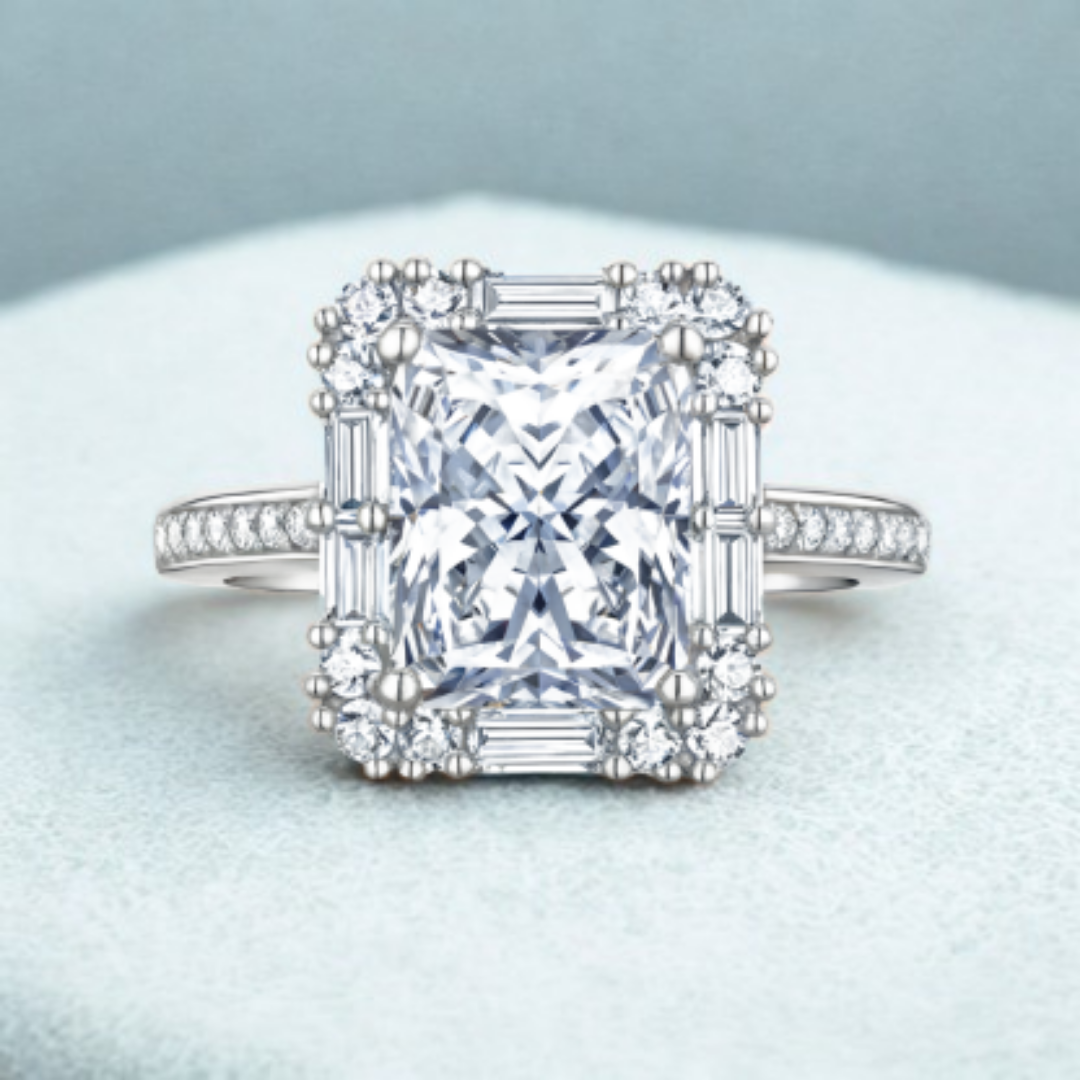 Halo Eternity Moissanite Ring™ Colored Gem Stone – Where Grandeur Meets Grace