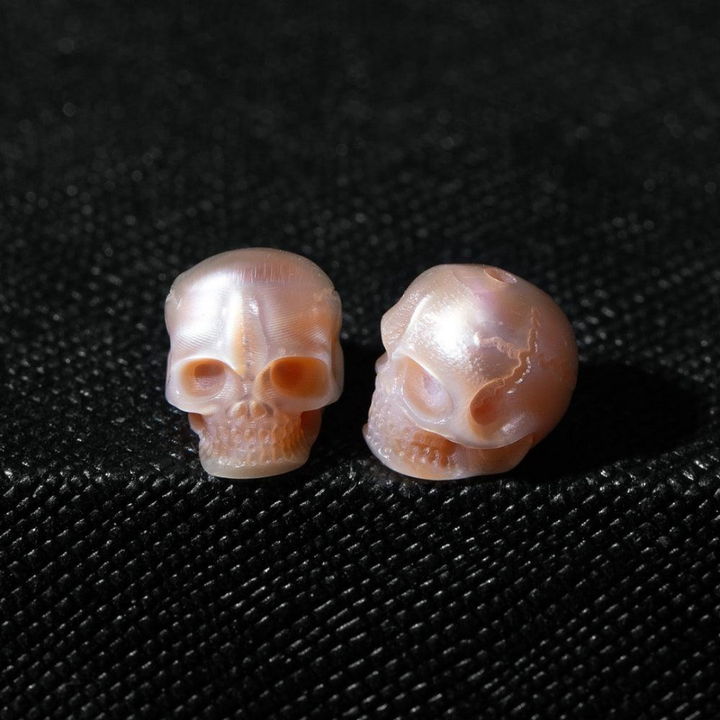Real Pearl Carved Skull Bead™ Skull Accessories  – Symbolic Elegance for DIY Creations