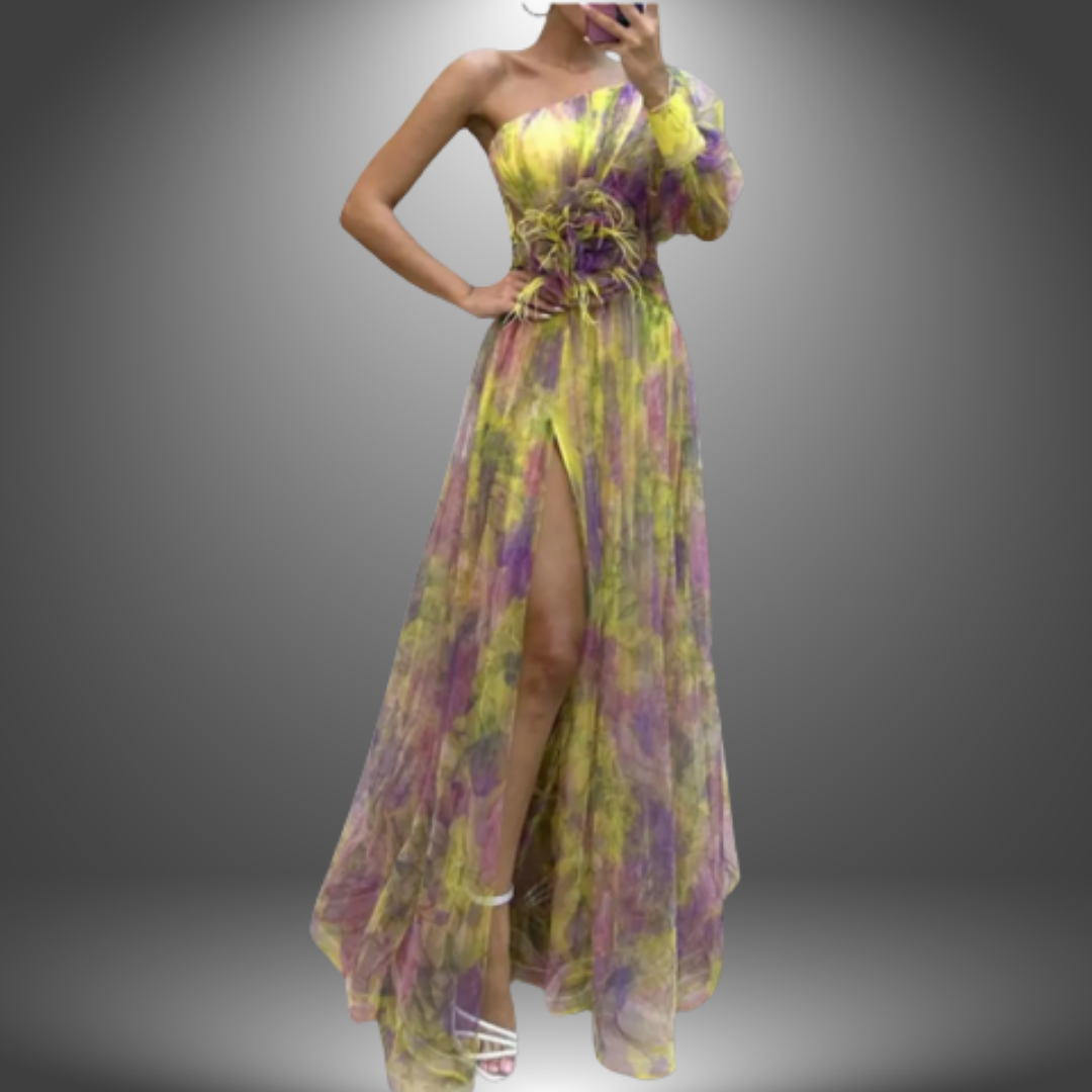 Addison™ Long Dress Collection - Vibrant One-Shoulder Floral Maxi Dress