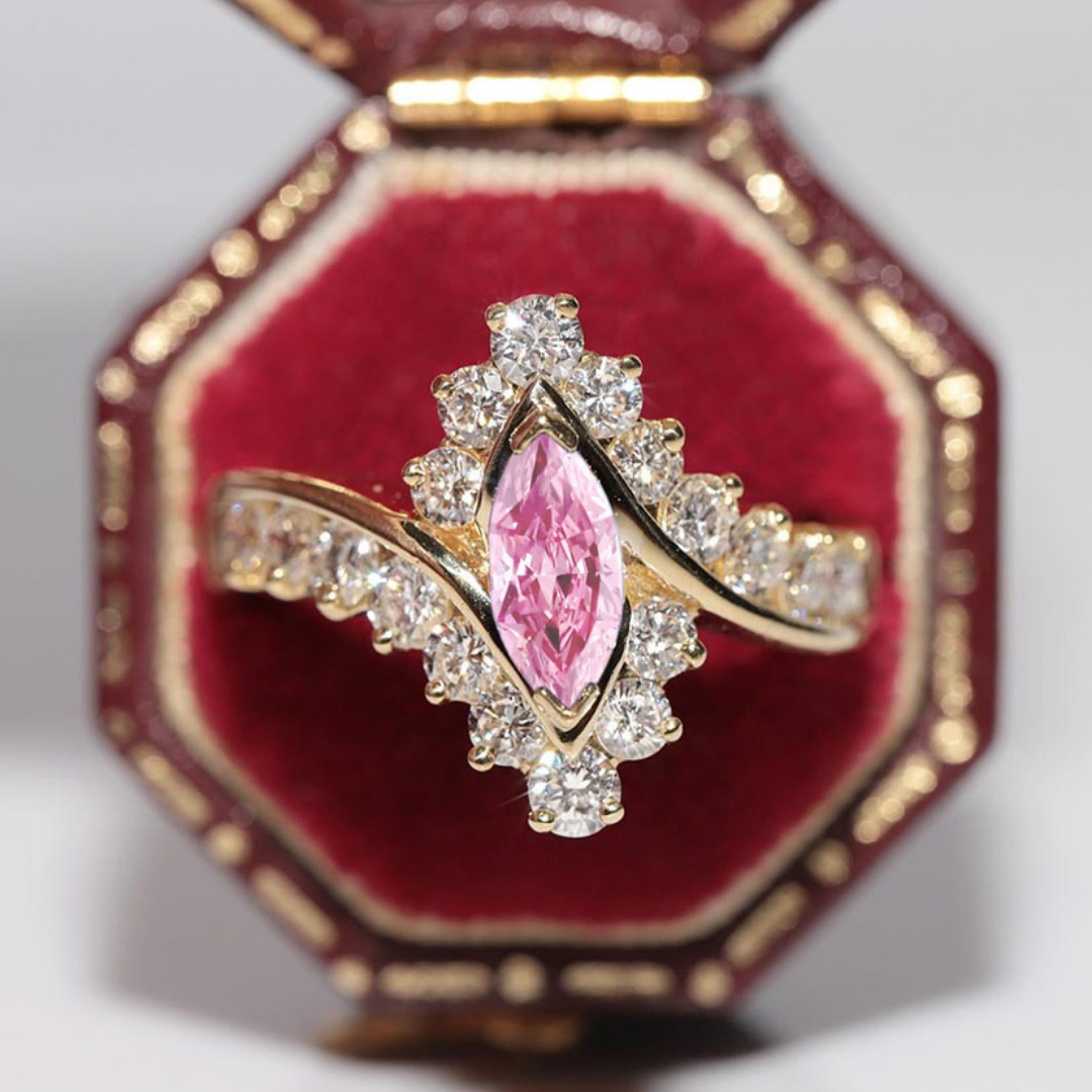 Blushing Rose Ring™ Luxury Ring – 3 Carat Pink Moissanite in Rose Gold Elegance