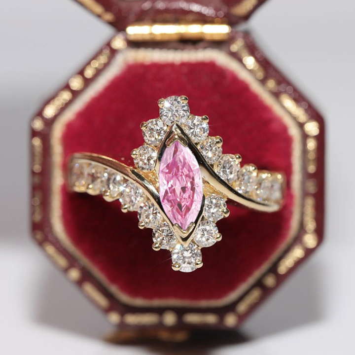 Blushing Rose Ring™ Luxury Ring – 3 Carat Pink Moissanite in Rose Gold Elegance
