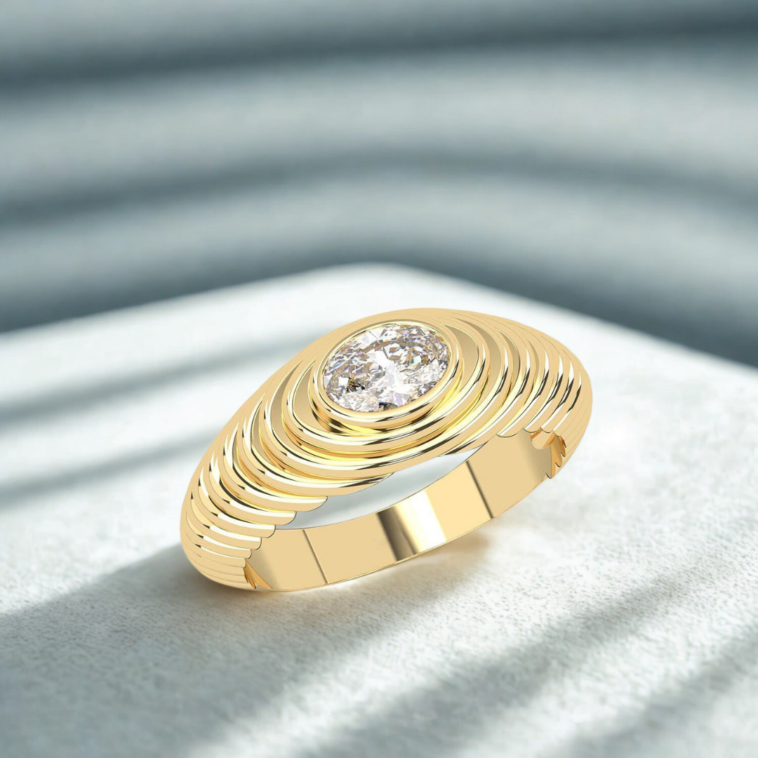 Dome Beveled Ring™ Luxury Ring – Gold Moissanite Minimal Ring