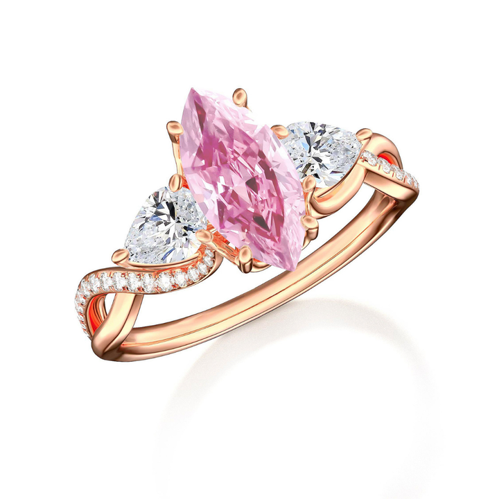 Petal Shine Ring™ Luxury Ring – 3 Carat Pink Sapphire in a Rose Gold Bloom