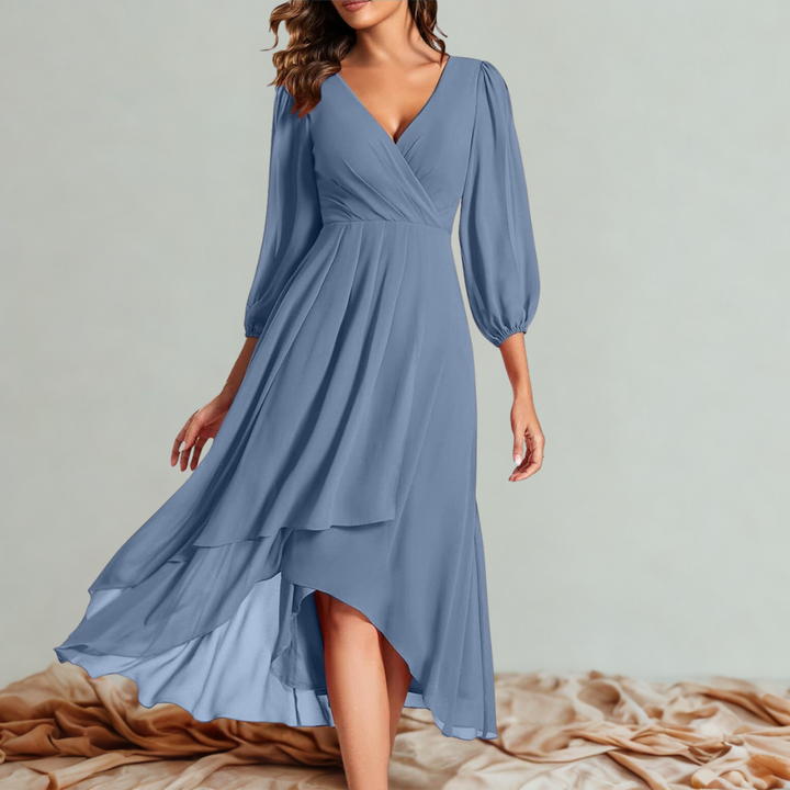 MIA™ – V-Neck Dress with Asymmetric Hem