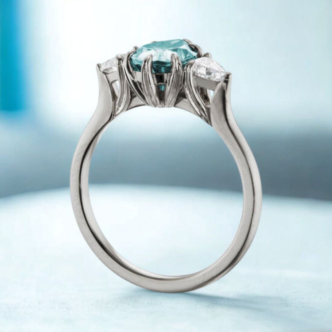 Glacial Spark Ring™ Luxury Ring – Arctic Flame in Teal and Ice