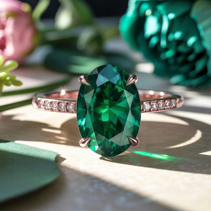 Meadow Whisper Ring™ Colored Gem Stone – Enchanting Green Moissanite Statement Ring