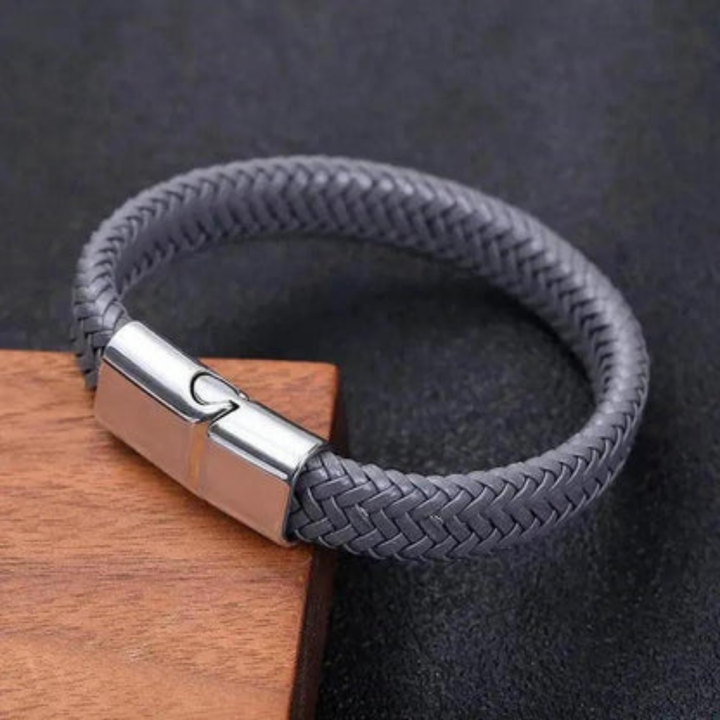 Moon Madrid Kotzebue Bracelet™ Men Jewelry – Woven Leather Bracelet with Magnetic Clasp