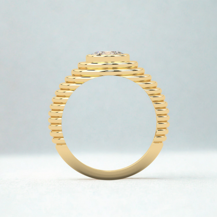 Dome Beveled Ring™ Luxury Ring – Gold Moissanite Minimal Ring