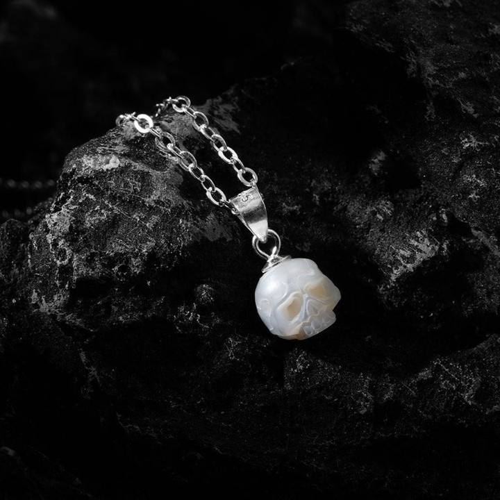 Gothic Minimalist Pearl Cranium Pendant Necklace™ Skull Accessories – Subtle Elegance Meets Symbolic Edge