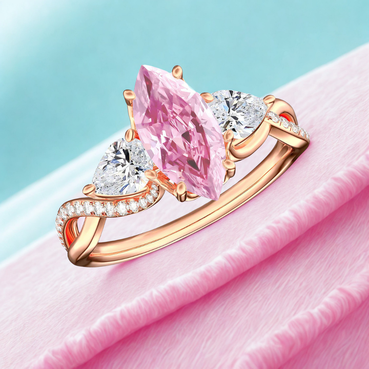 Petal Shine Ring™ Luxury Ring – 3 Carat Pink Sapphire in a Rose Gold Bloom
