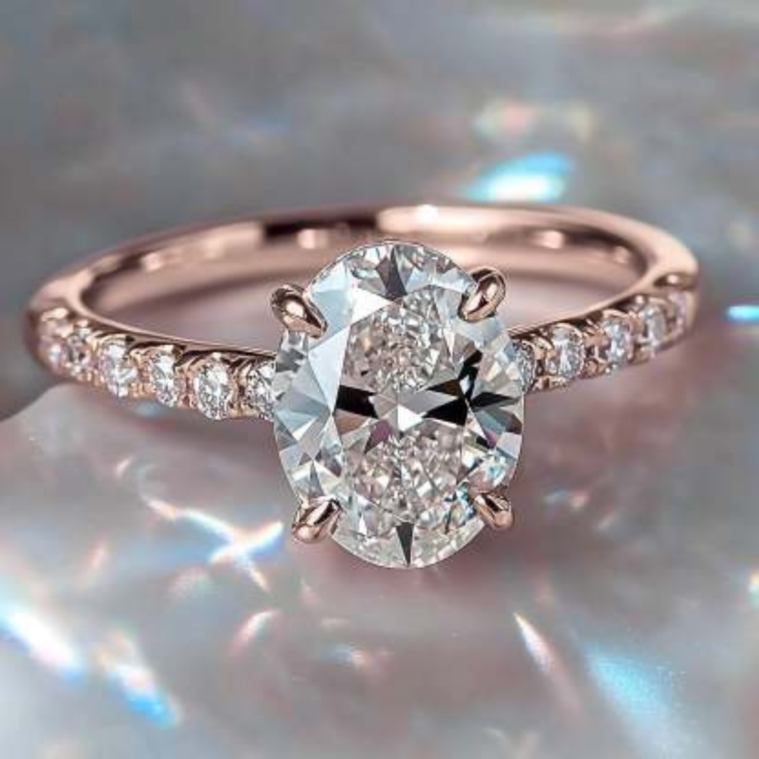 Ivory Blaze Ring™ Luxury Ring – 2 Carat Moissanite in Claw Setting with Shared Prong Band