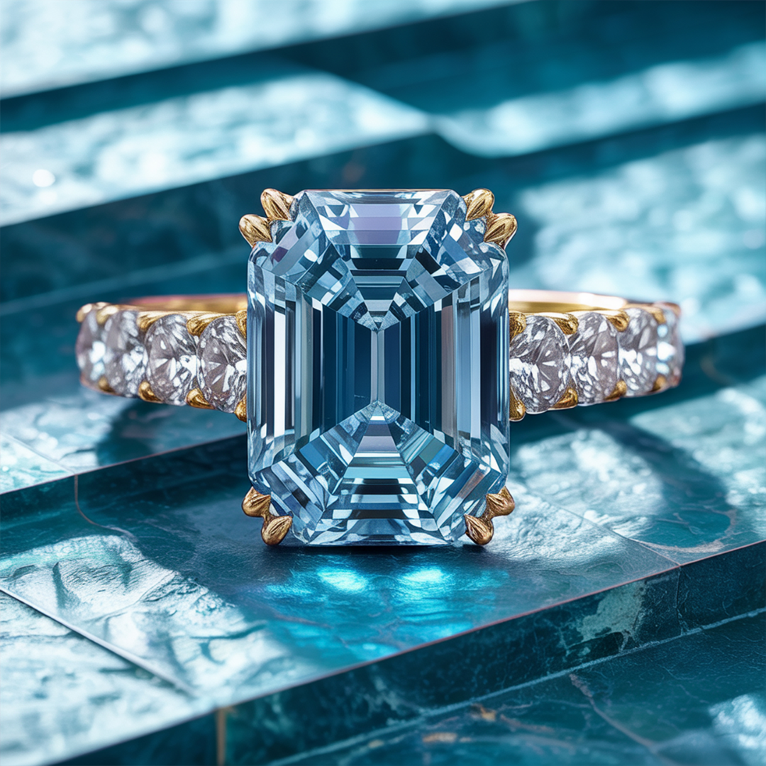 Lunar Crest Ring™ Luxury Ring – 3 Carat Moissanite in Glowing Gold Finish