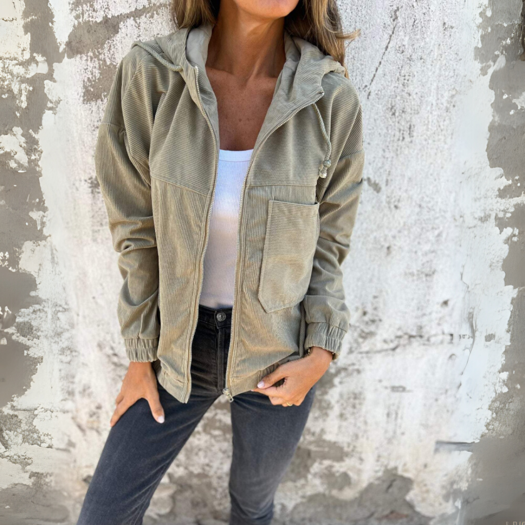 Ella™ – Corduroy Zip-Up Hooded Jacket