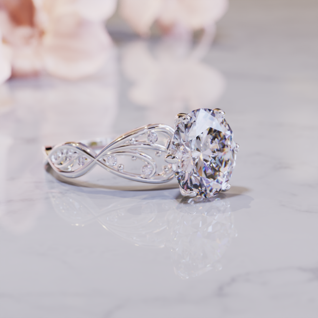 Serene Beam Ring™ Colored Gem Stone – Harmonious Elegance with a Brilliant Center