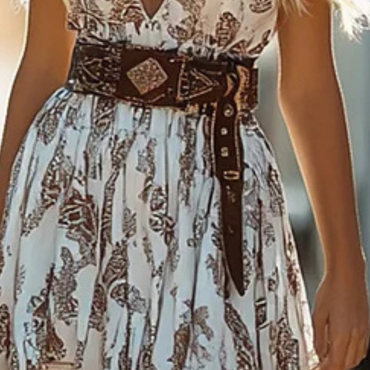 Bohemian Charm Western Girl™ Retro Western Style - Vintage Summer Carnival Suspender Print Dress