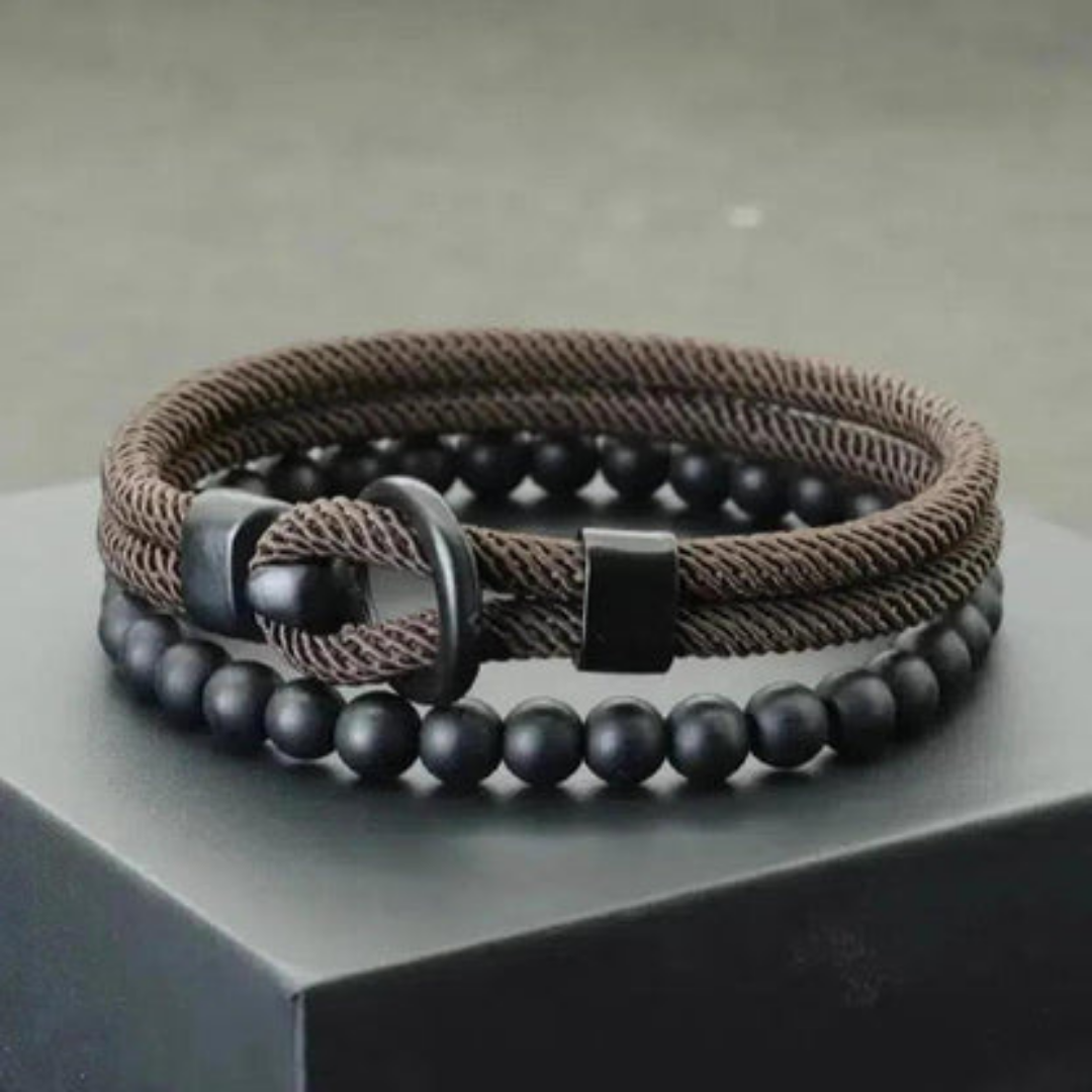 Sky Morris Havasu Bracelet™ Men Jewelry – Nautical Rope & Onyx Bead Bracelet Set