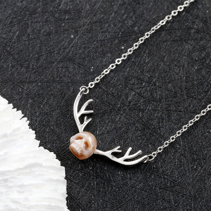 Reindeer Antler Pearl Cranium Clavicle Chain Pendant Necklace™ Skull Accessories  – Antler Elegance with Gothic Whimsy