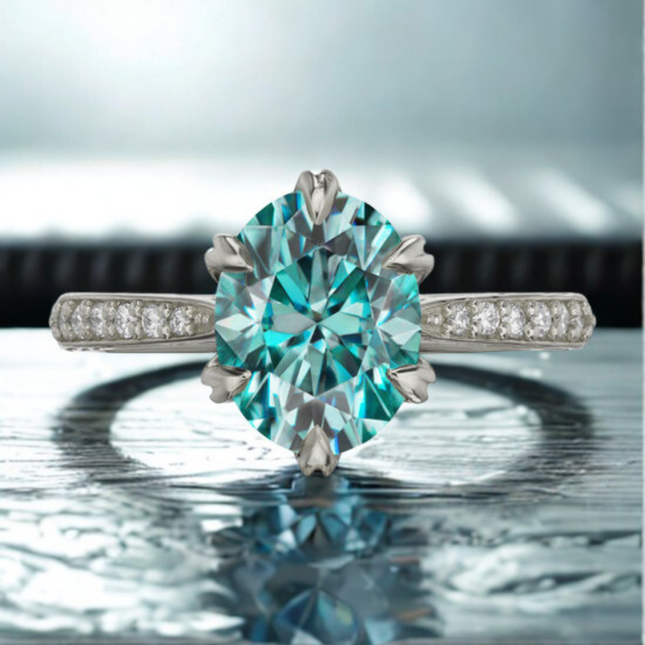 Icy Teal Ring™ Luxury Ring – Glacial Brilliance in Every Facet