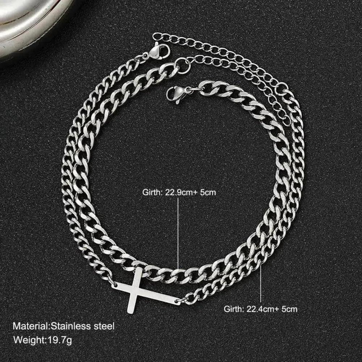 Moon Madrid Kingman Bracelet™ Men Jewelry – Stainless Steel Cross Cuban Chain Bracelet