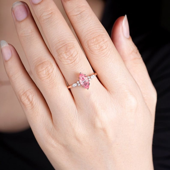 Rosy Bloom Ring™ Luxury Ring – 1.5 Carat Pink Sapphire in Sculpted Rose Gold Setting