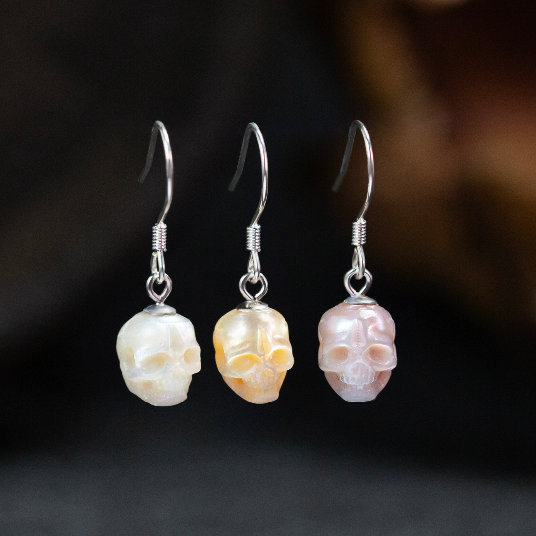Minimalist Skull Pearl Dangle Drop Earrings™ Skull Accessories  – Edgy Elegance in Every Detail