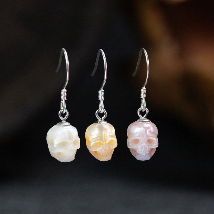 Minimalist Skull Pearl Dangle Drop Earrings™ Skull Accessories  – Edgy Elegance in Every Detail