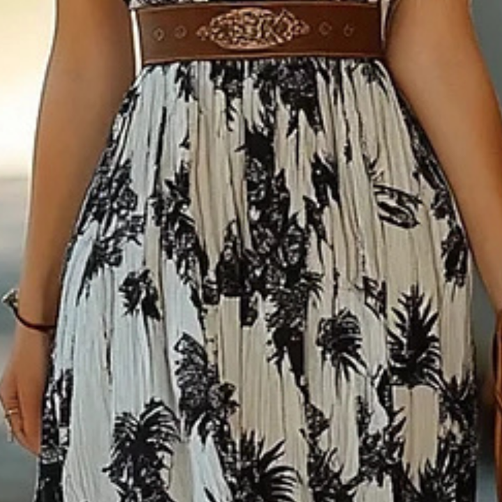 Rustic Elegance Western Girl™ Retro Western Style - Vintage Summer Carnival Suspender Print Dress
