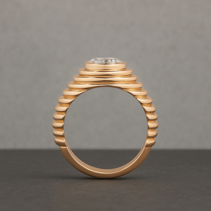 Dome Beveled Ring™ Luxury Ring – Rose Gold Moissanite Minimal Ring