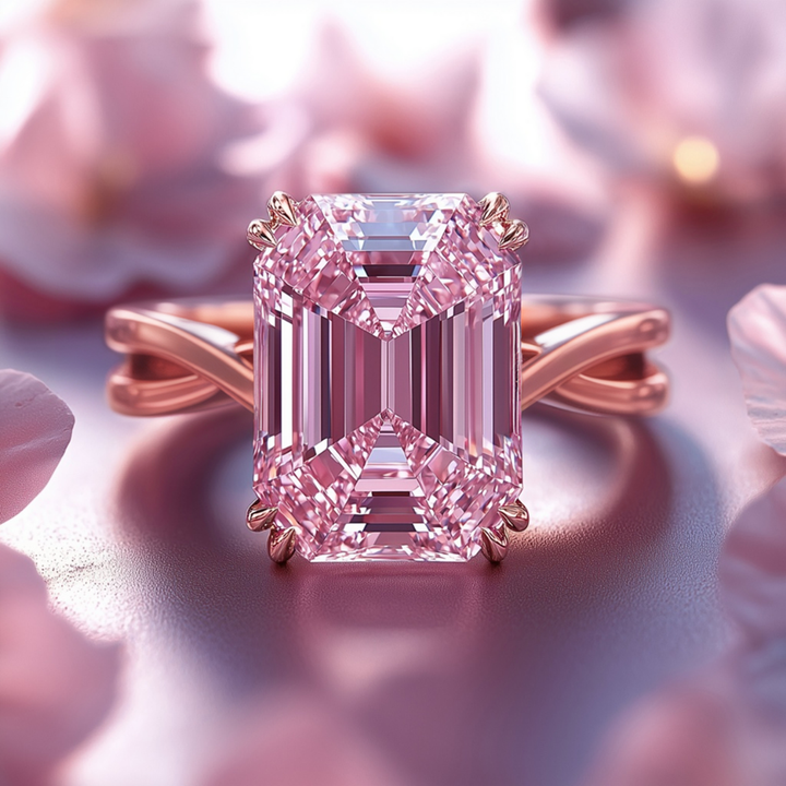 Pink Orbit Ring™ Colored Gem Stone – Modern Criss-Cross Pink Moissanite Ring