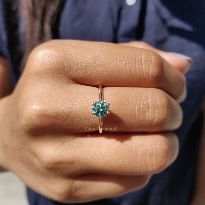 Sage Spark Ring™ Colored Gem Stone – Radiance Reimagined with Blue Moissanite Brilliance