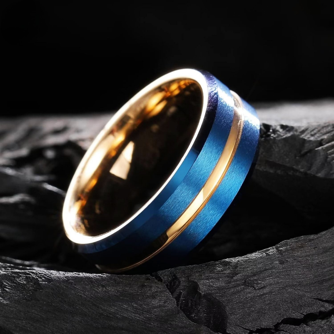 Caelum™ Men Rings – Deep Blue Brilliance. Refined in Rose Gold.