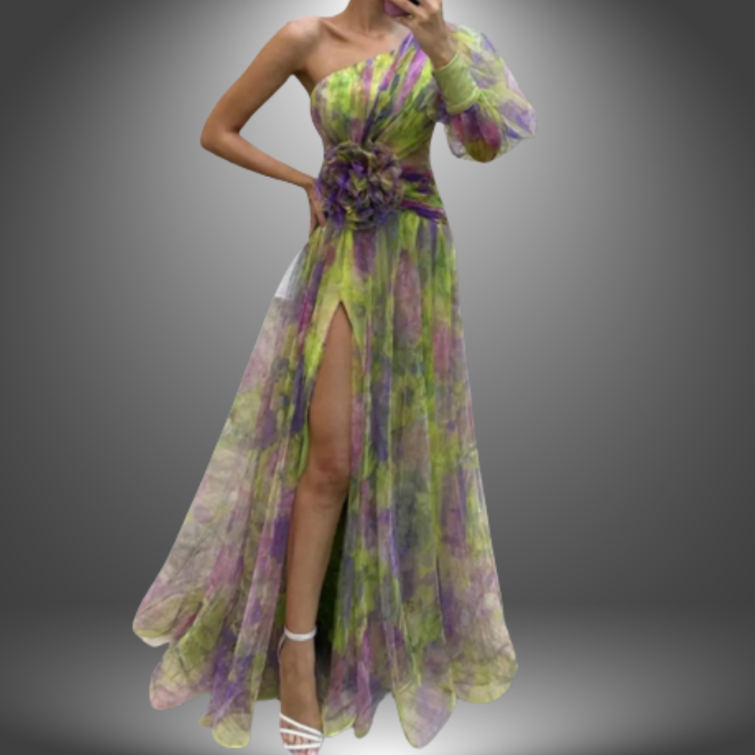 Addison™ Long Dress Collection - Vibrant One-Shoulder Floral Maxi Dress