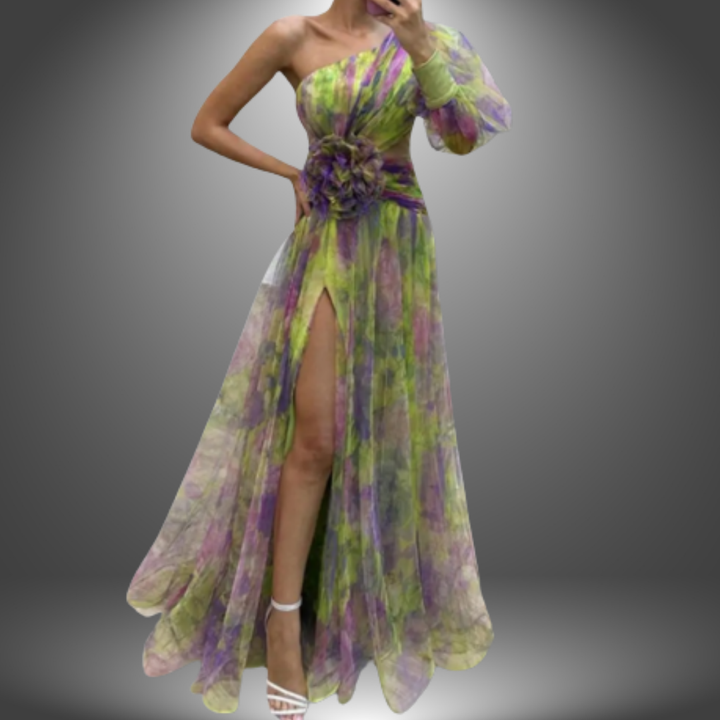 Addison™ Long Dress Collection - Vibrant One-Shoulder Floral Maxi Dress