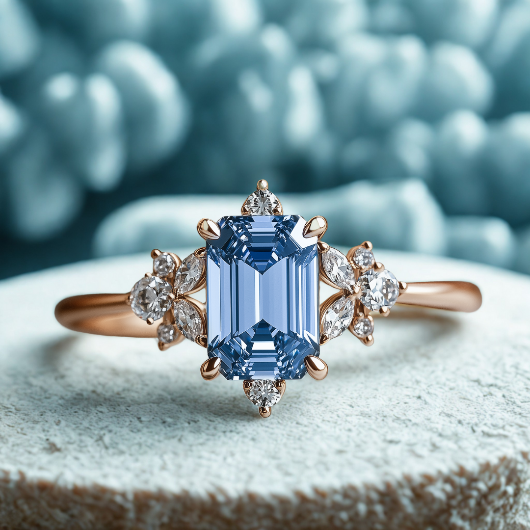 Ocean Mist Ring™ Colored Gem Stone – Elegant Brilliance in a Prismatic Blue Cut