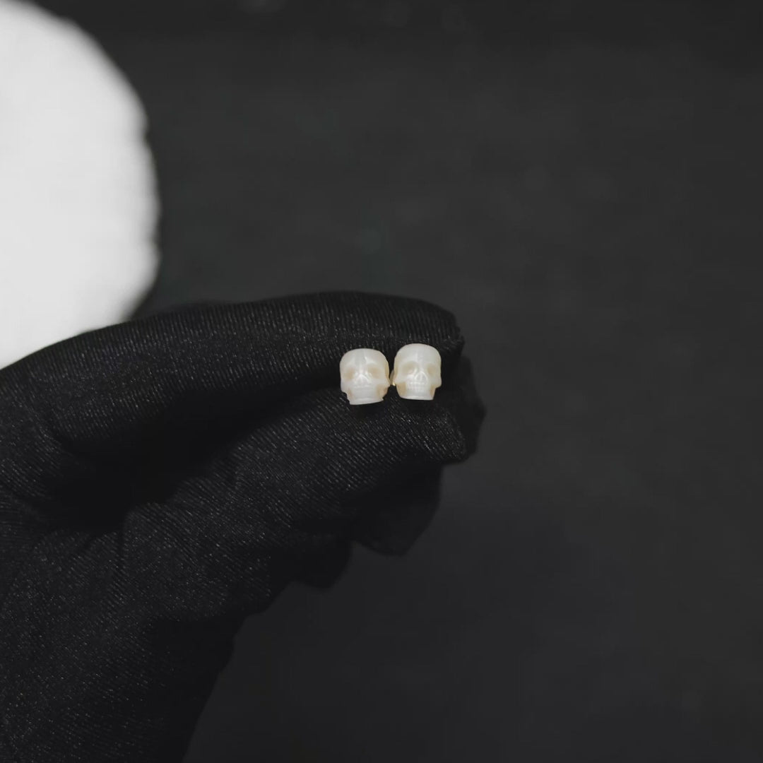 Gothic Mystery Minimalist Pearl Skull Stud Earrings™ Skull Accessories  – Rebel Elegance in Every Detail
