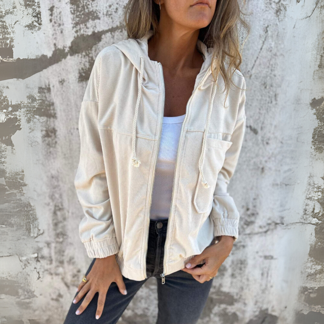 Ella™ – Corduroy Zip-Up Hooded Jacket